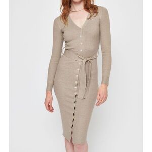 Dynamite Long Sleeve Button-Down Sweater Dress